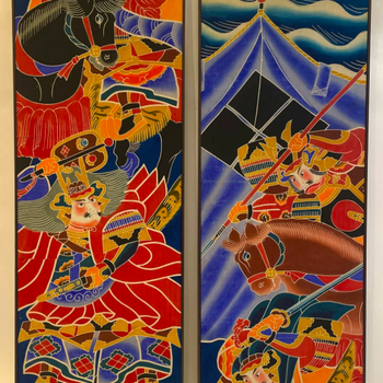 A Matched Pair of Japanese Screen Print Panels