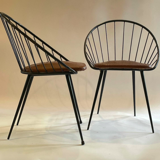 A Pair of Metal Corbeille Chairs