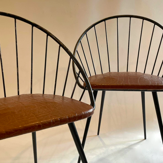 A Pair of Metal Corbeille Chairs