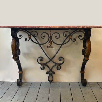 A French Wrought Iron Marble Topped Console
