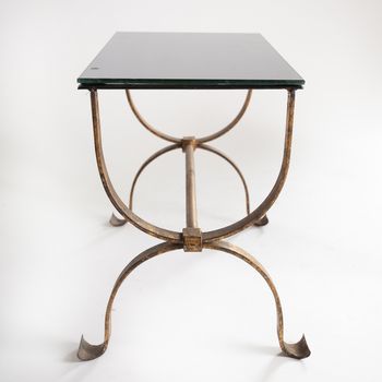 A Pair Spanish Mid Century Glass Topped Side Tables