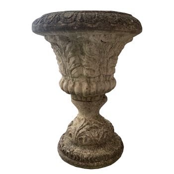 Pair of 20th C cast stone acanthus leaf planters