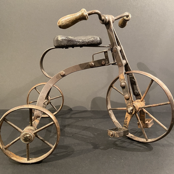 Late 19th C Iron Sculpture of a Tricycle Moving Parts