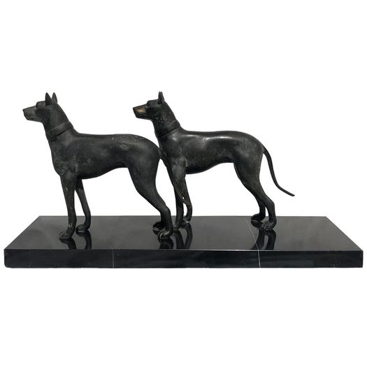 Art Deco bronzed spelter dogs