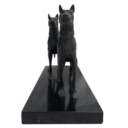 Art Deco bronzed spelter dogs
