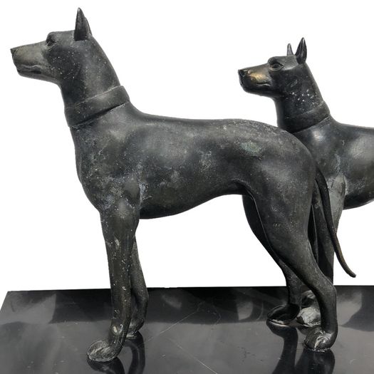 Art Deco bronzed spelter dogs