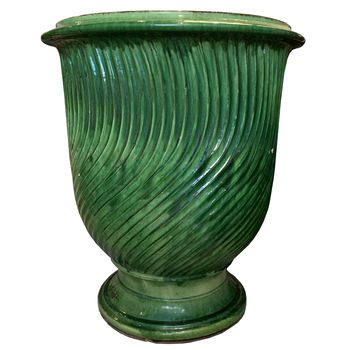 Large green glazed pot