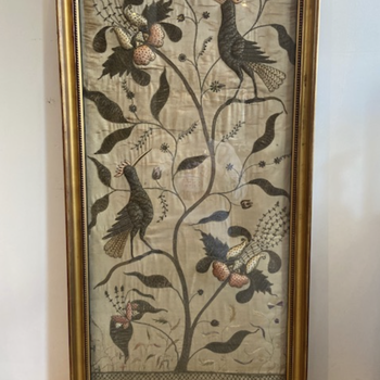 English 18th Century Silk Embroidery Panel