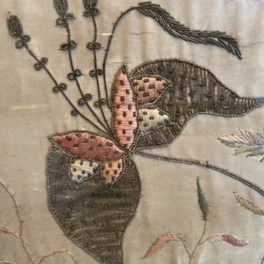 English 18th Century Silk Embroidery Panel