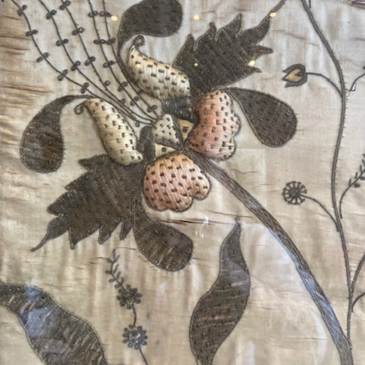 English 18th Century Silk Embroidery Panel
